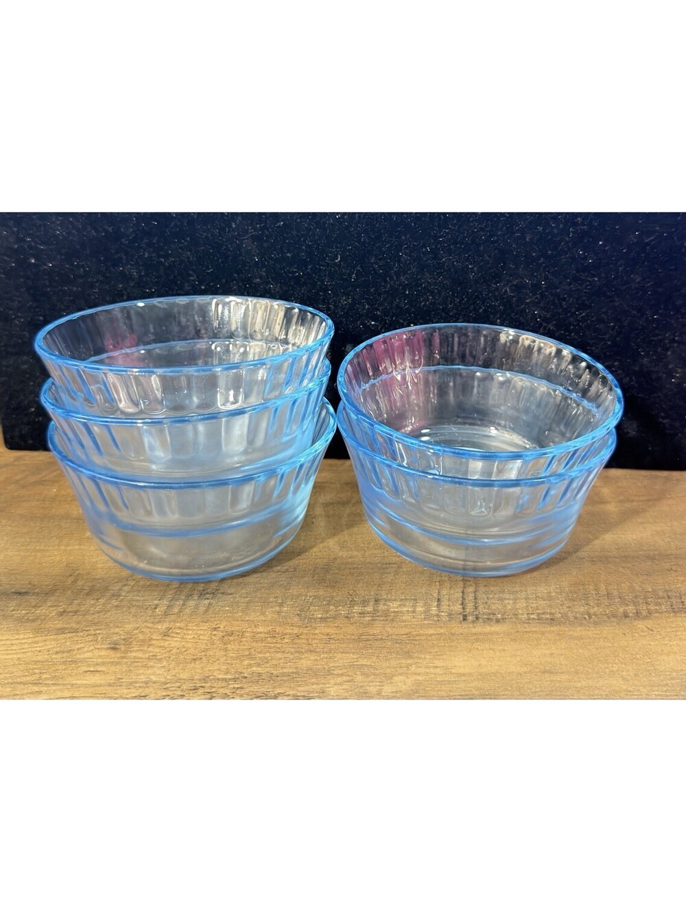 Colorex Brazil Light Blue Ramekins Glass Custard Dessert Fruit Bowl Set Of 5